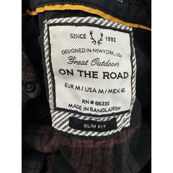 Great Outdoors On The Road Men's Slim Fit Long Sleeve Plaid Button Up Flannel M - Picture 3 of 5